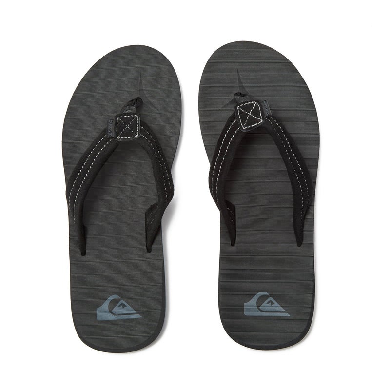 Quiksilver Carver Suede Flip Flops for Men, Arch Support Athletic Mens Sandals, Size 6 to 16 Thong Mens Slides, Solid Black, 11 M US - Image 4